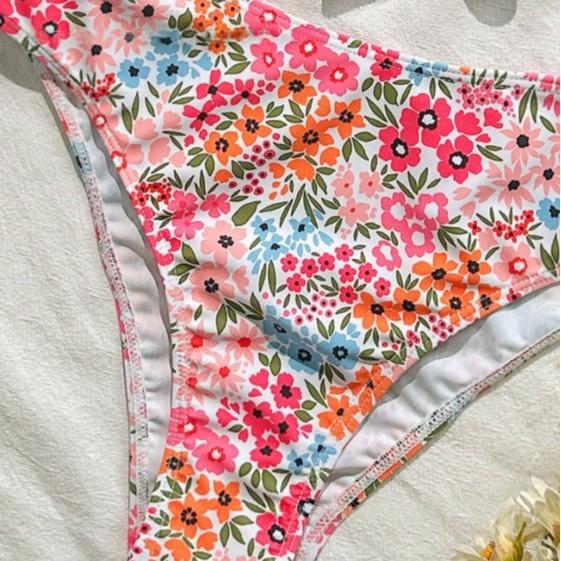 Imprimé floral Camisole taille Tummyhiding tummyhiding doux deux pièces Resort maillot de bain