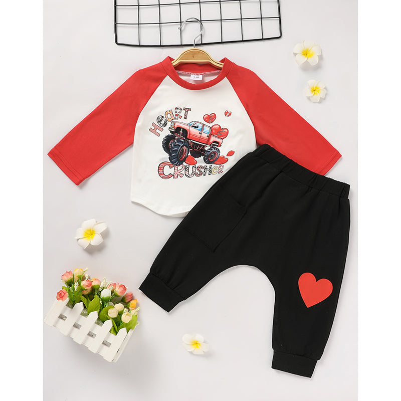 2pcs Baby Boy's 'Heart Crusher' Imprimer St Valentin's Day Set