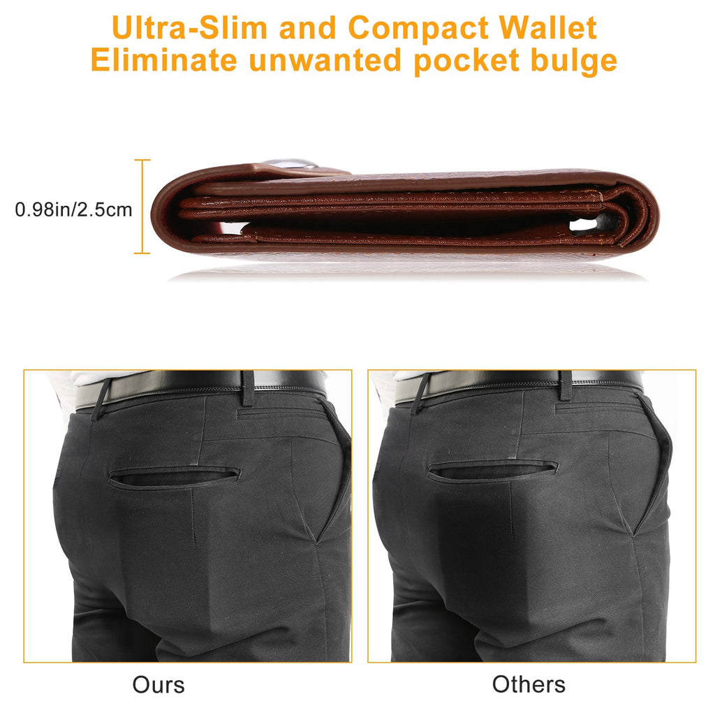 1Pc Hommes portefeuille PU cuir Purse Slim Card Holder Cases avec 2 ID fenêtre de poche