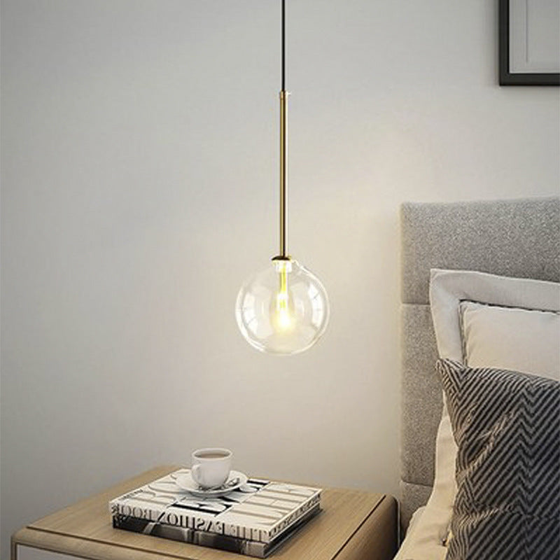 Style nordique Singlehead Transparent Ronde Pendentif Lumière Moderne Minimalist Bal en verre
