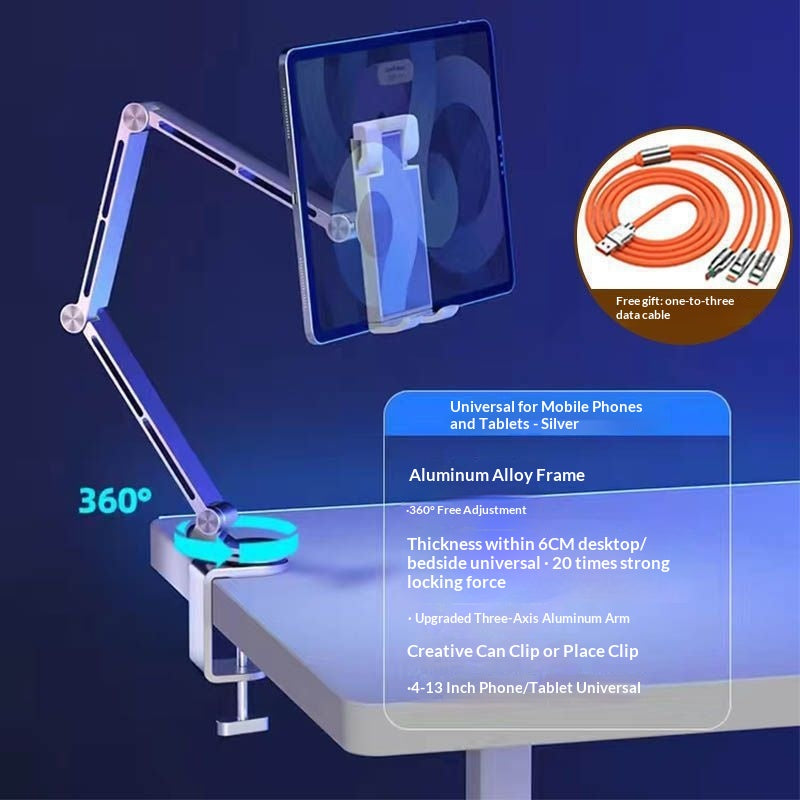 Support de téléphone pliable en alliage d'aluminium rotatif universel tout-en-un