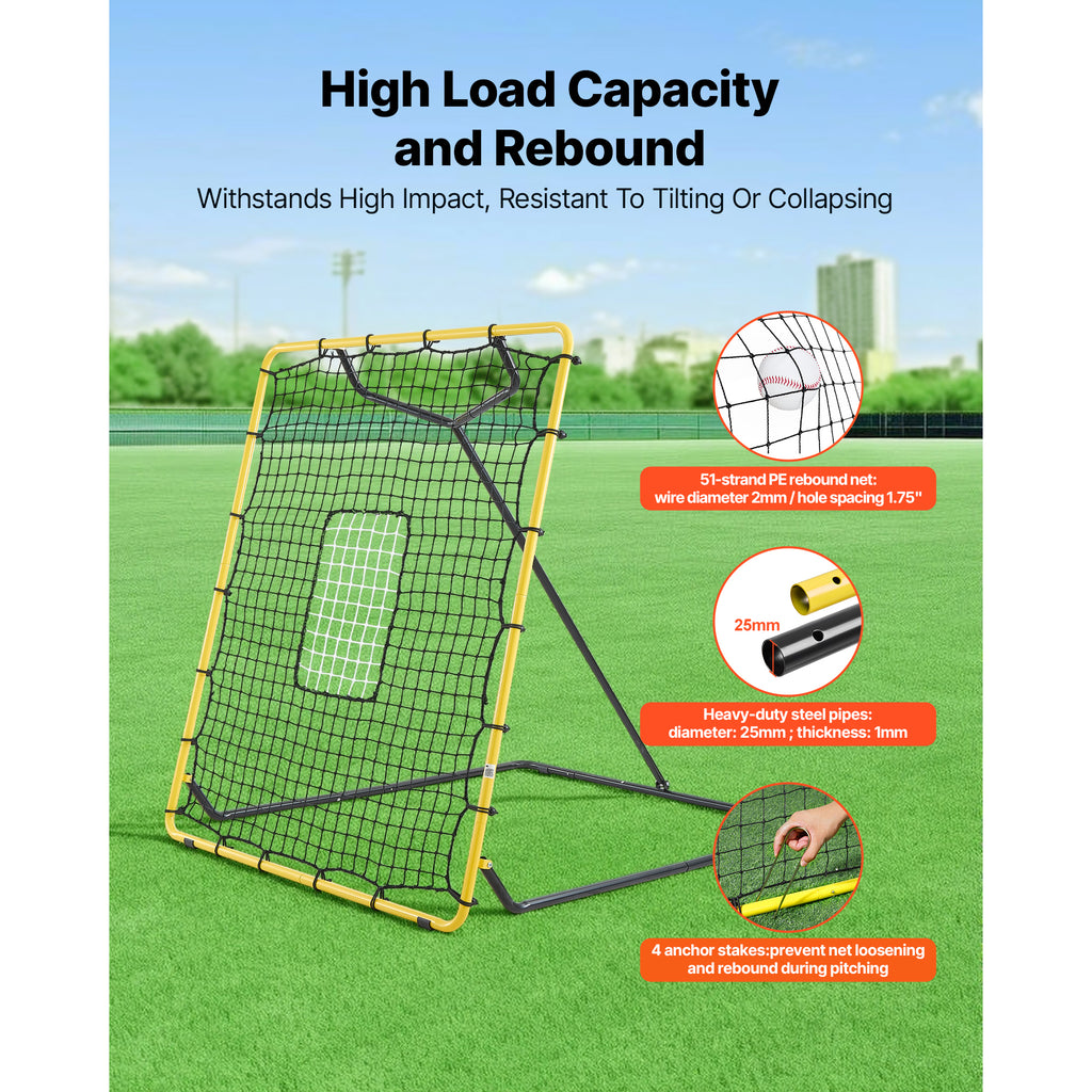 Baseball Softball Rebonder Net 4 X 4.5 Ft Pitch Back Trainer Target