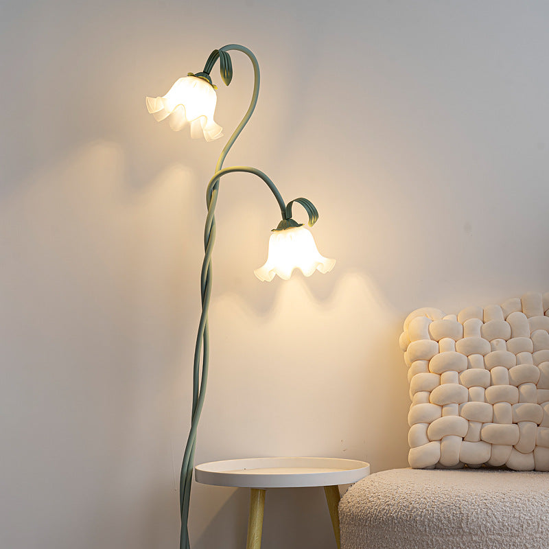 Crème Style Sol Lampe Salon Pastoral Chambre à coucher Lampe à fleurs