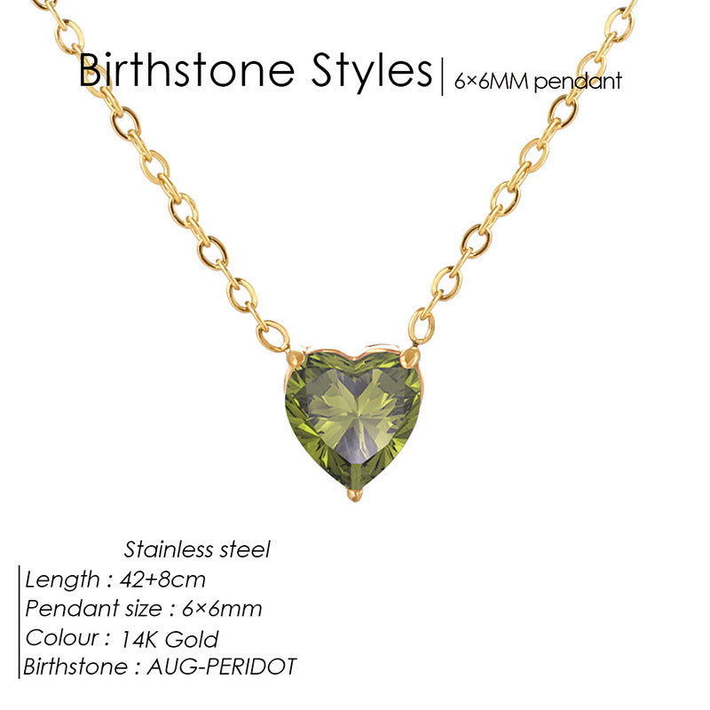Pendentif en forme de cœur cristal coloré et collier de Zircon