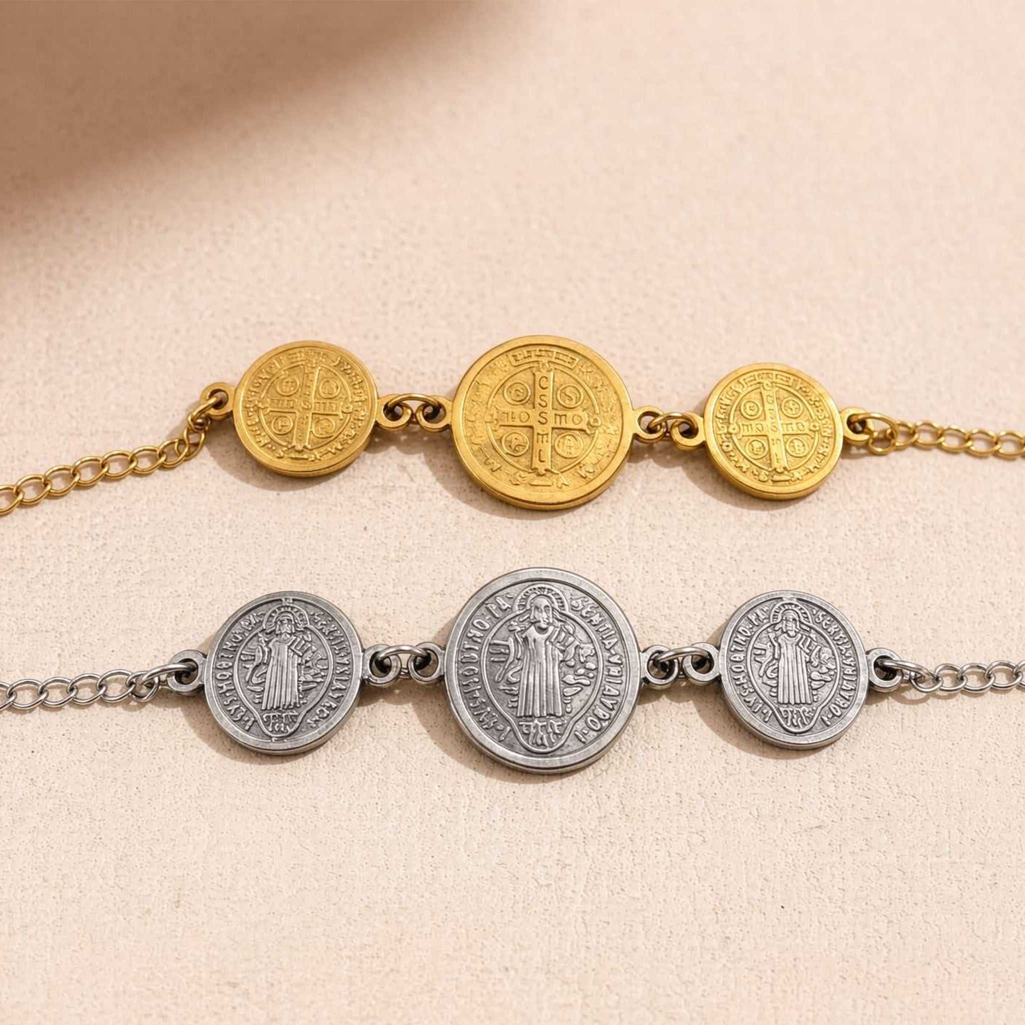 Bracelet pendentif en acier inoxydable série religieuse perles