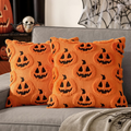 Couvertures d'oreiller à la citrouille d'automne d'Halloween 18x18 orange-noir