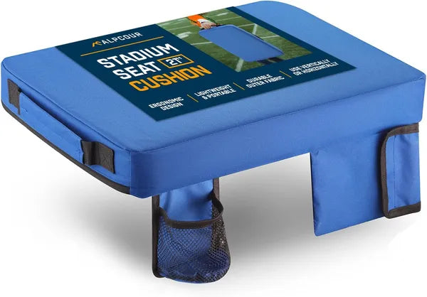 Coussin de siège de stade extra épais portable Alpcour - 21x 15 pouces Coussin bleacher avec côté