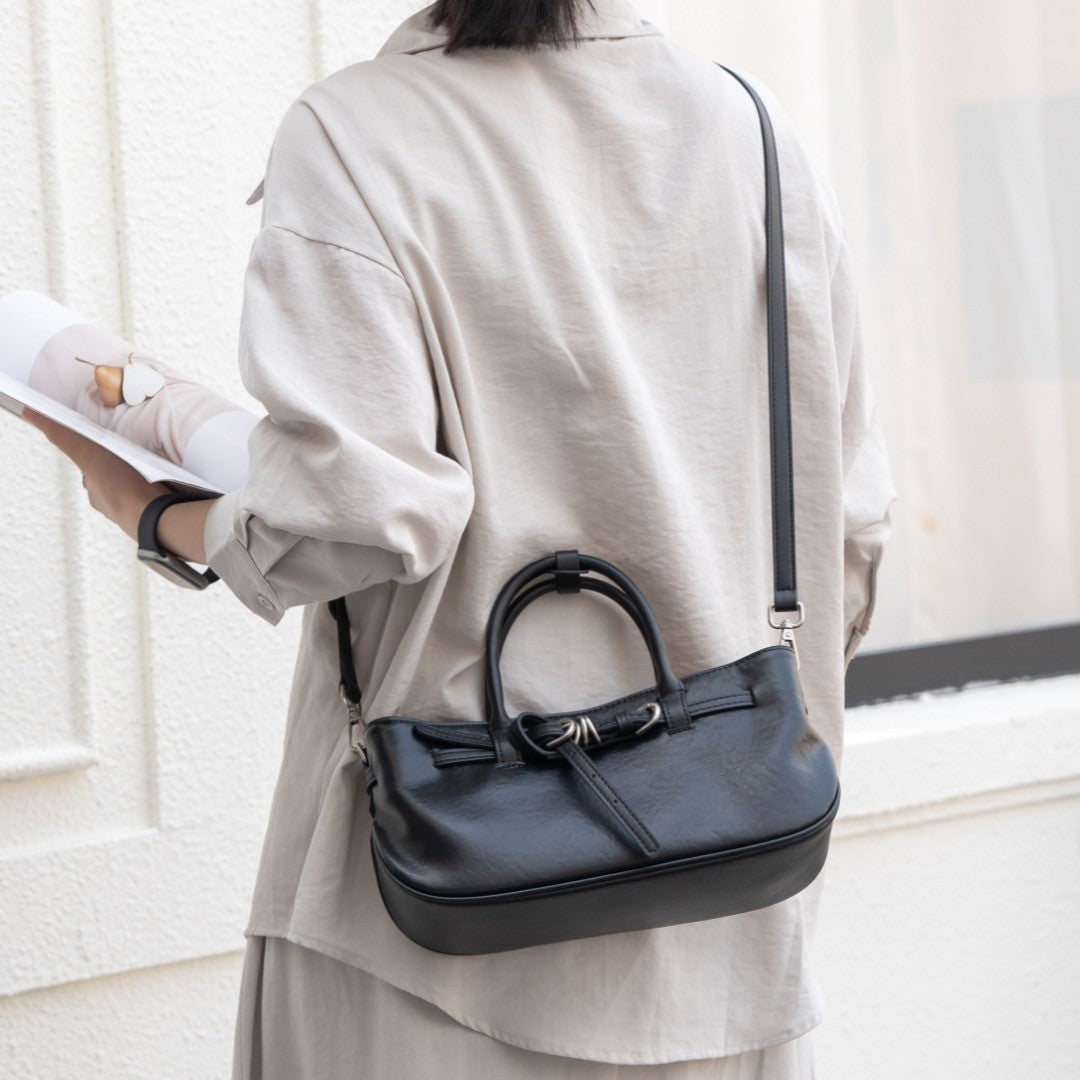 Sac à main vintage en cuir tanné aux légumes pour femmes