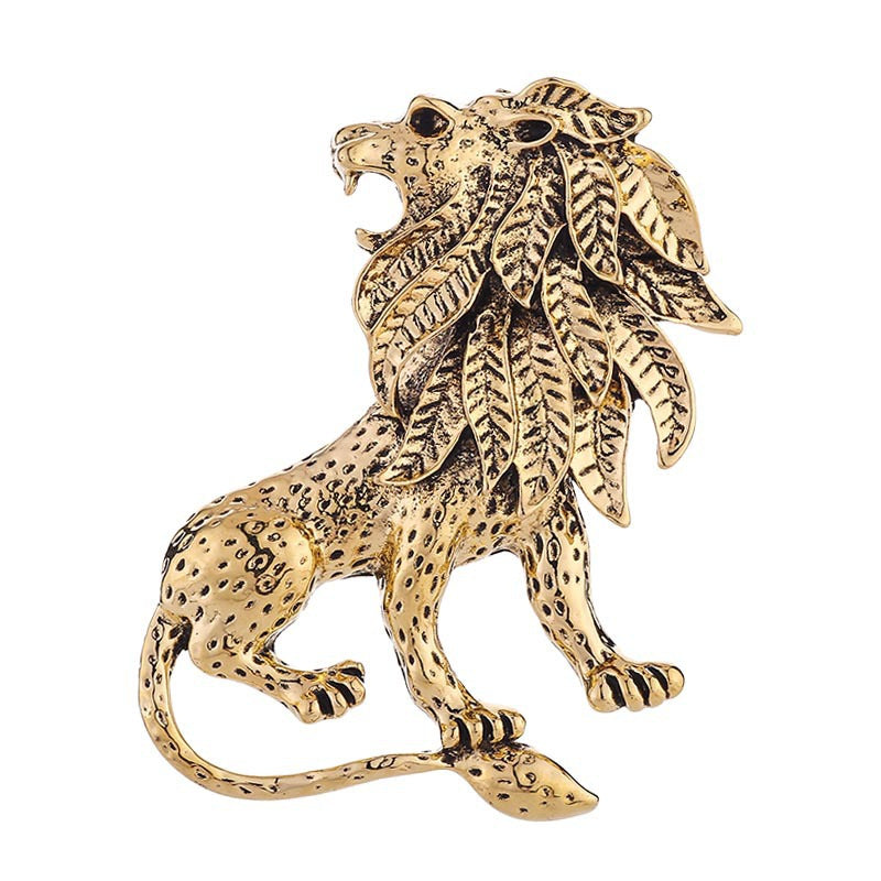 Fierce Tête Lion et Tigre Brooch Vintage Personnalisé