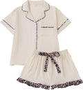 Pyjama d'été RONGTAI pour femmes set Short Sleeve Button Down Leopard Pjs Lounge sets doux