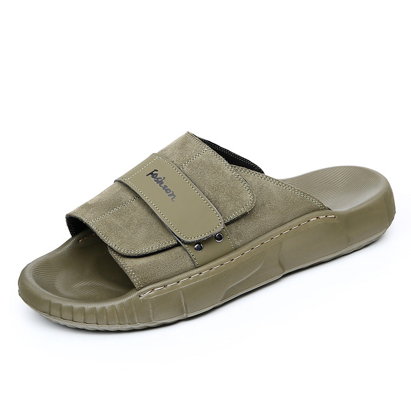 Sandales extérieures antidérapantes anti-abrasion fabriquées à partir de cowhide à grains pleins