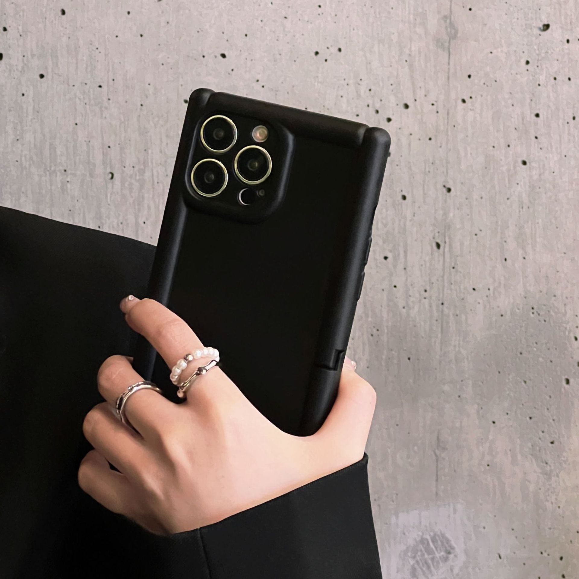 Skin Feeling Solid Color Phone Case Colonne romaine 14Pro Bracket Invisible tridimensionnel