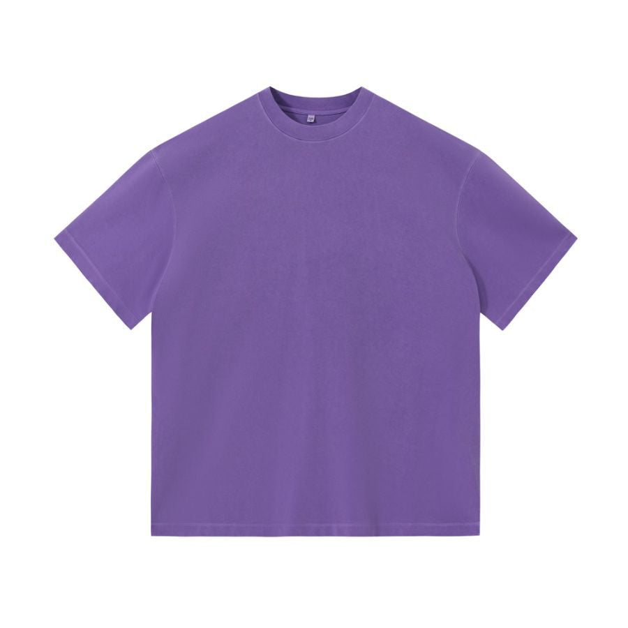 Retro Solid-color Col d'équipage Été Hommes Manches courtes
