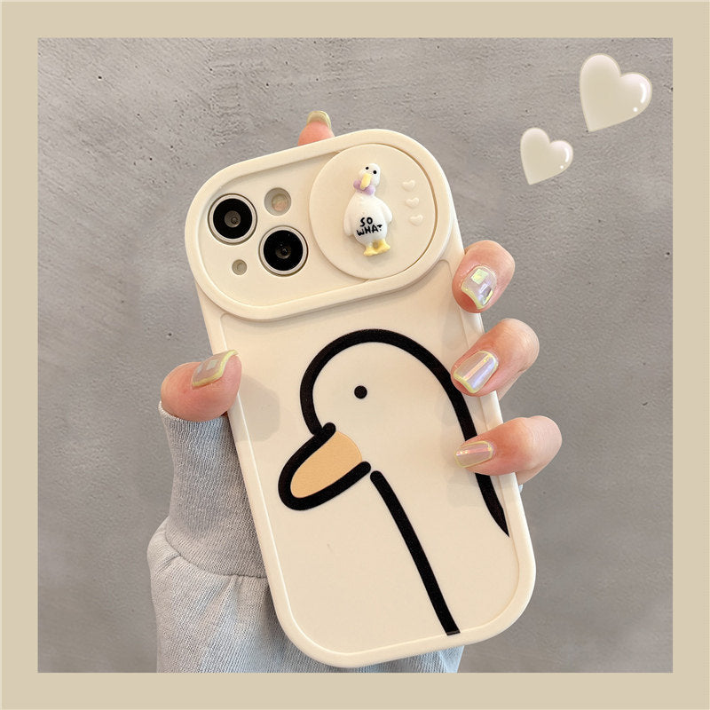 Housse de téléphone mobile en silicone de la fenêtre coulissante Duck Pattern