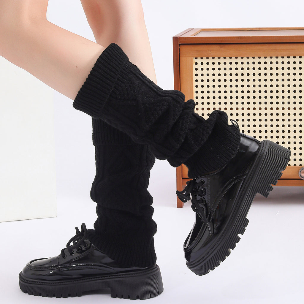 Fashion chaud Acrylique épaississant la jambe Warmers Patterned tricoter les femmes Knee High Slouch filles