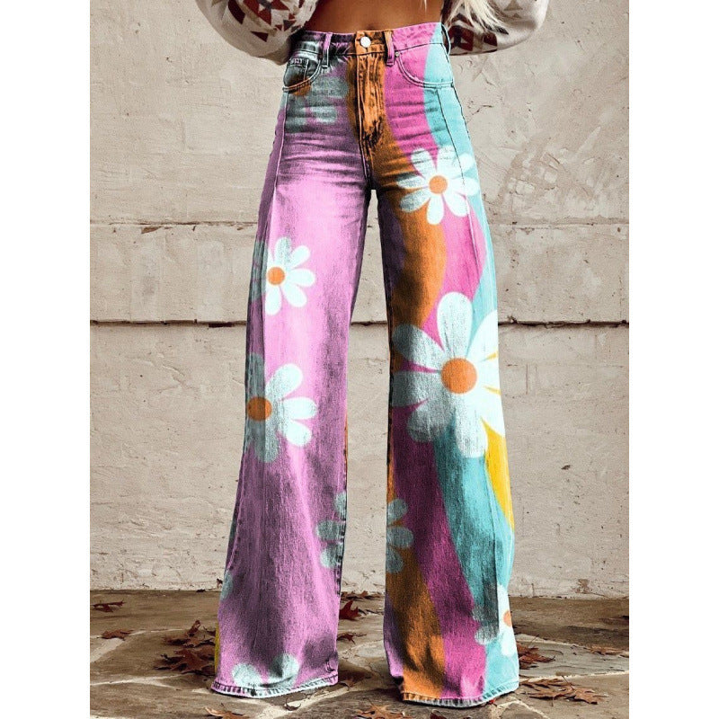 Pantalons de denim imprimés pour femmes