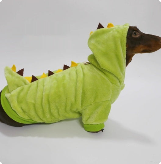 Halloween Crossdressing Little Dinosaur Double face avec sweat à capuche thermique Velvet