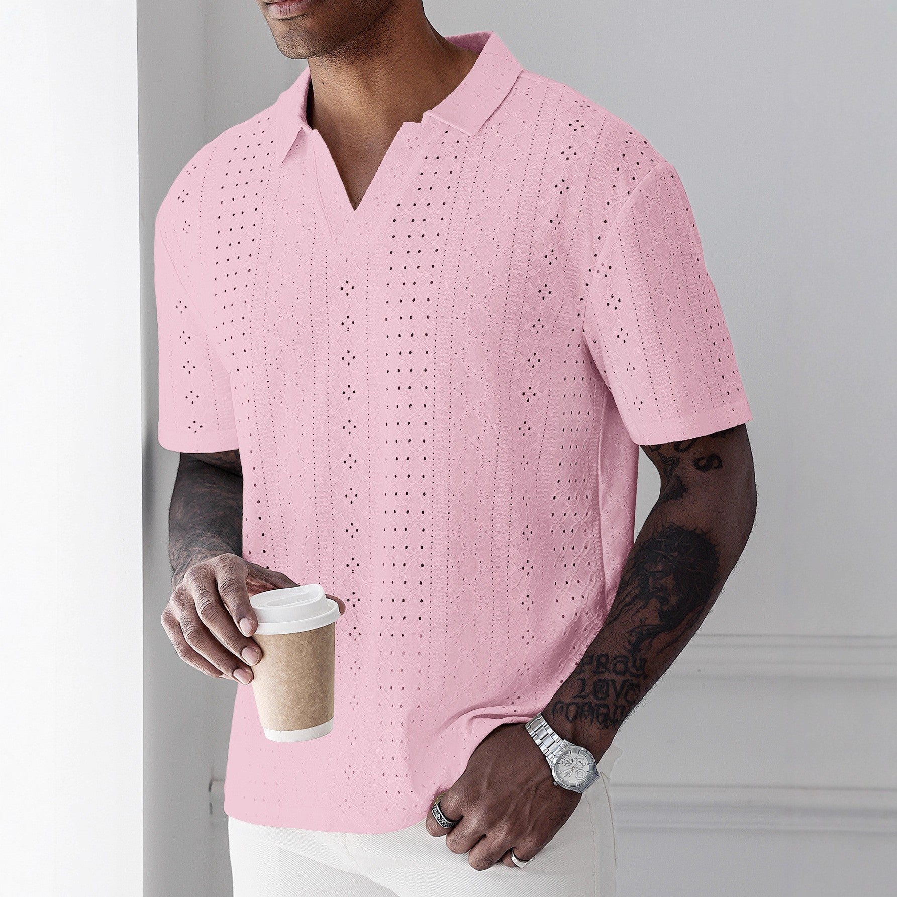 Casual élégant hommes Hollow-out haut court