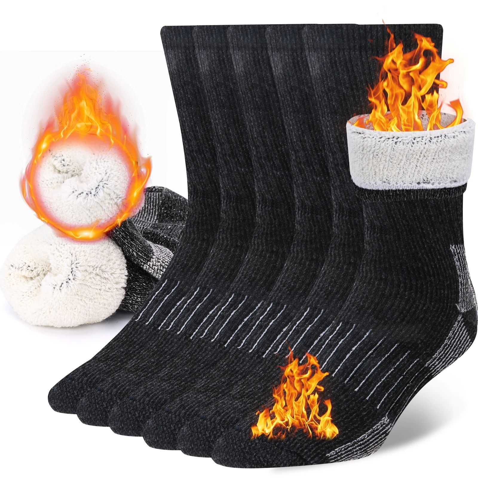 Chaussettes chaudes épaissies de laine ronde pour hommes et femmes