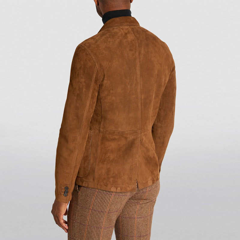 Veste de lapelle de couleur solide pour hommes d'automne