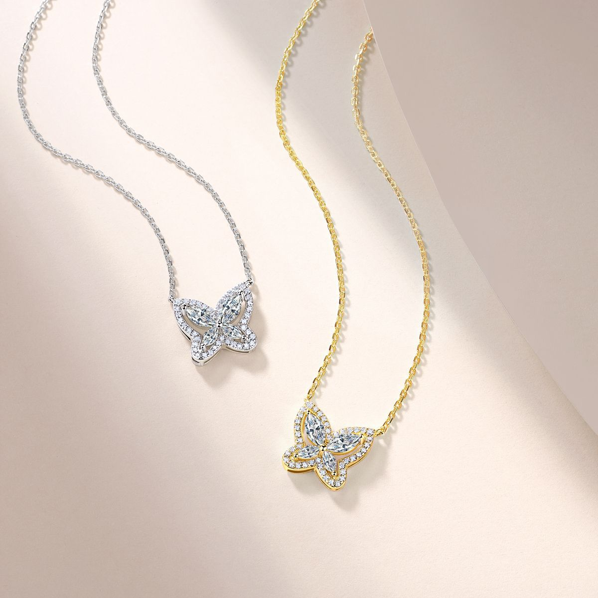 S925 Argent sterling Marquise Coupe D Couleur VVS1 Moissanite Collier papillon Argent Or D