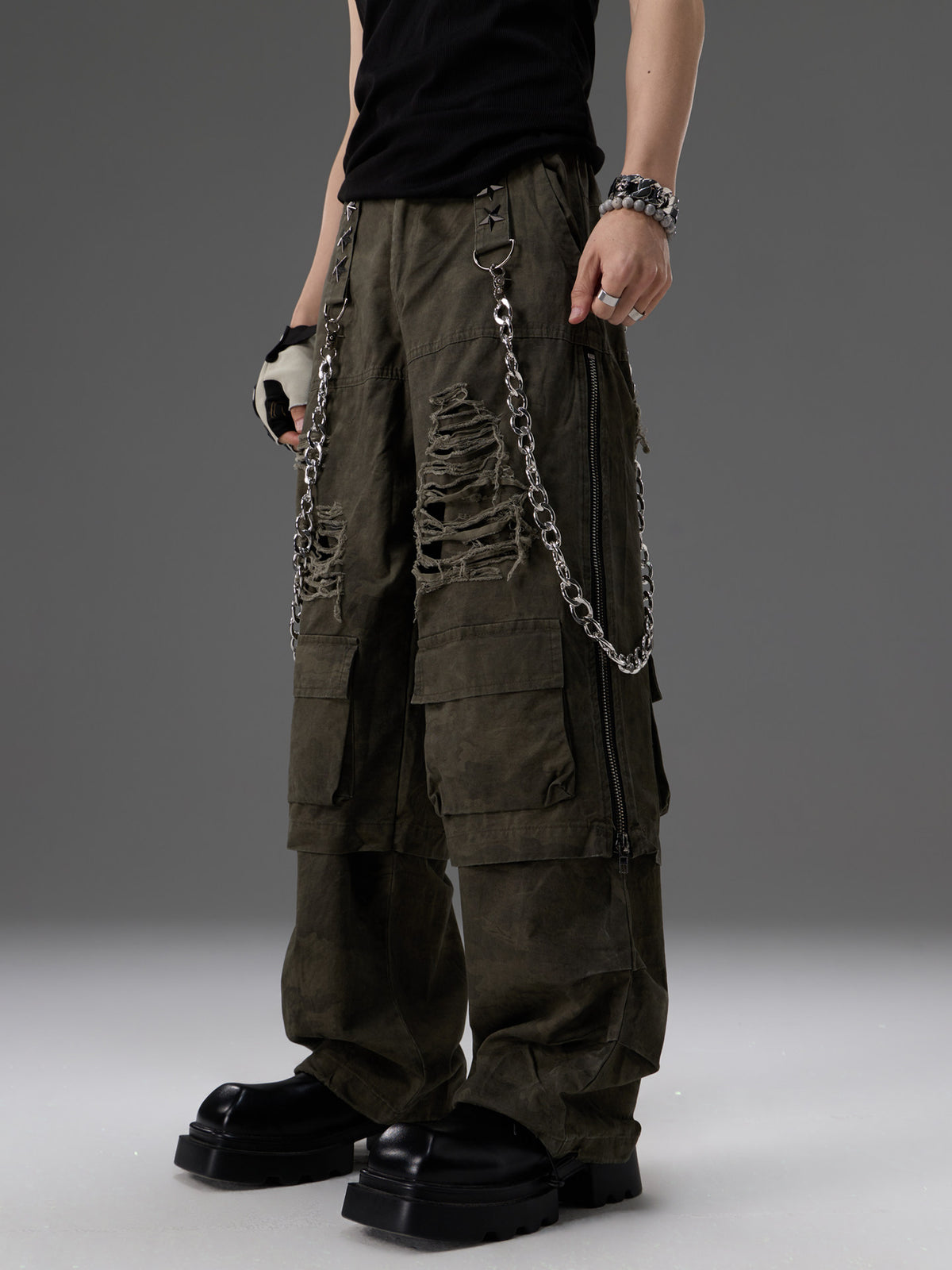 Chaîne de ceinture en métal pour vêtements de travail Pantalons Faux Conception en deux parties