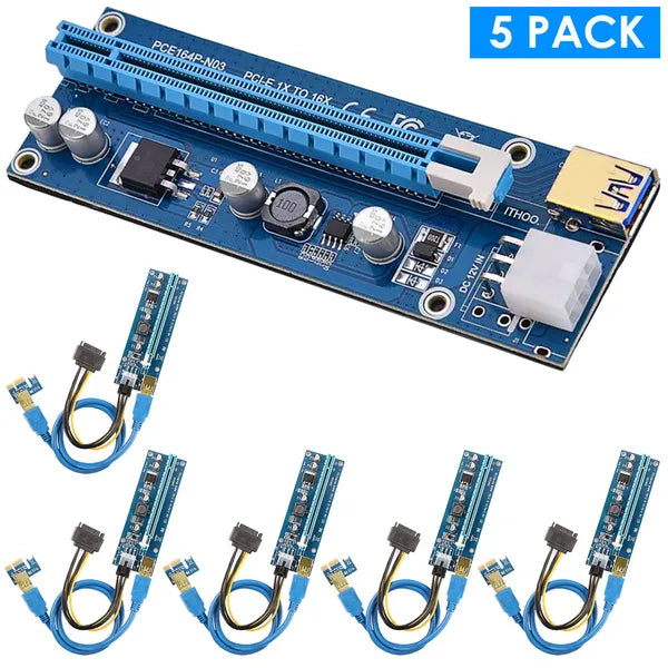5Sets PCI-E PCI Express Risers GPU Carte adaptateur Riser alimenté par extraction W/ 23.62in USB 3.0 Ca