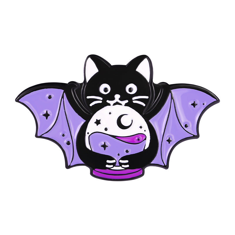 Chat violet avec ailes papillon Alliage Brooch Accessoire mignon pour vêtements et sacs