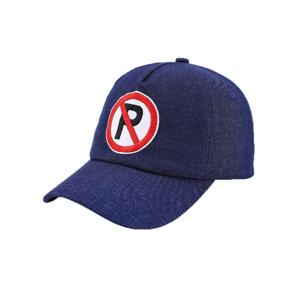 Interdiction P Pas de panneau de stationnement Broded Denim Baseball Cap - American Retro réglable B