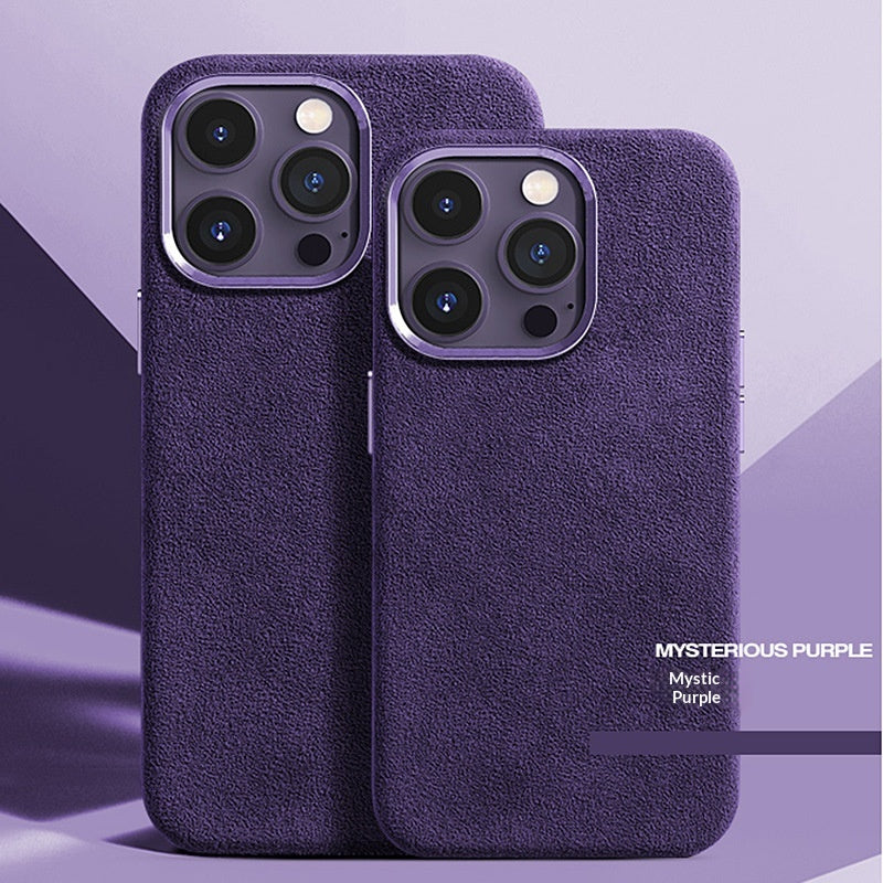 Étui de téléphone en cuir de charge magnétique haute de gamme Suede