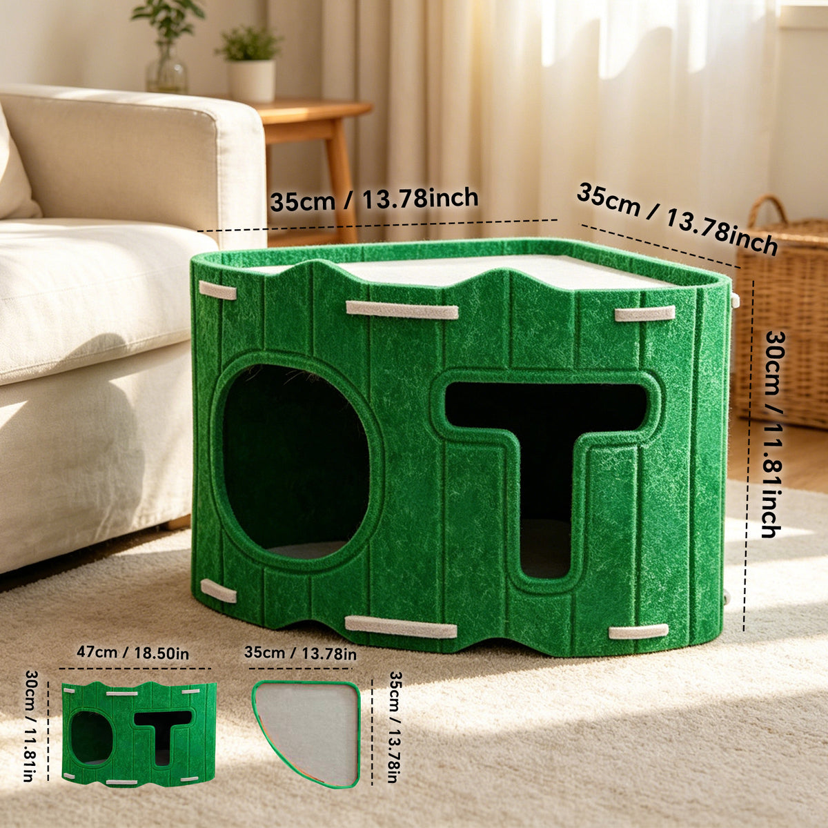 Cabane pour chat modulable en feutre, modules empilables