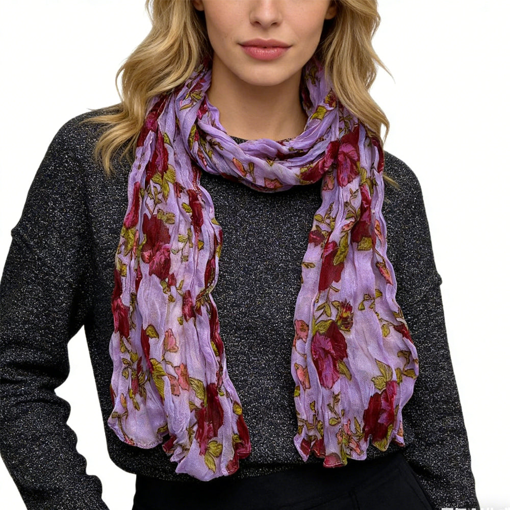 2-piece Magenta Printed Polyester Textured Scarf