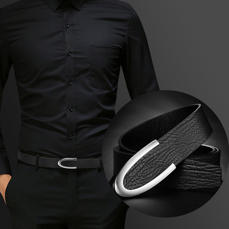 Ceinture en cuir lisse en cuir pour hommes