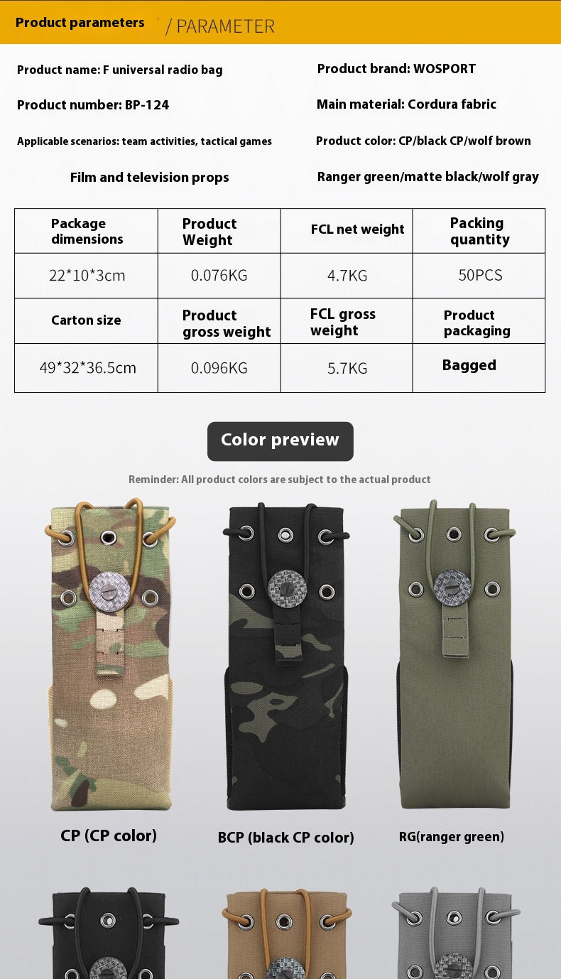 F Universal Radio Transceiver Handheld Sac de rangement Walkie-talkie