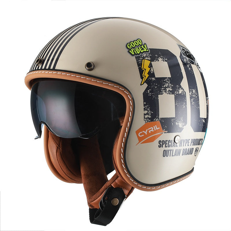 Retro motorcycle half helmet