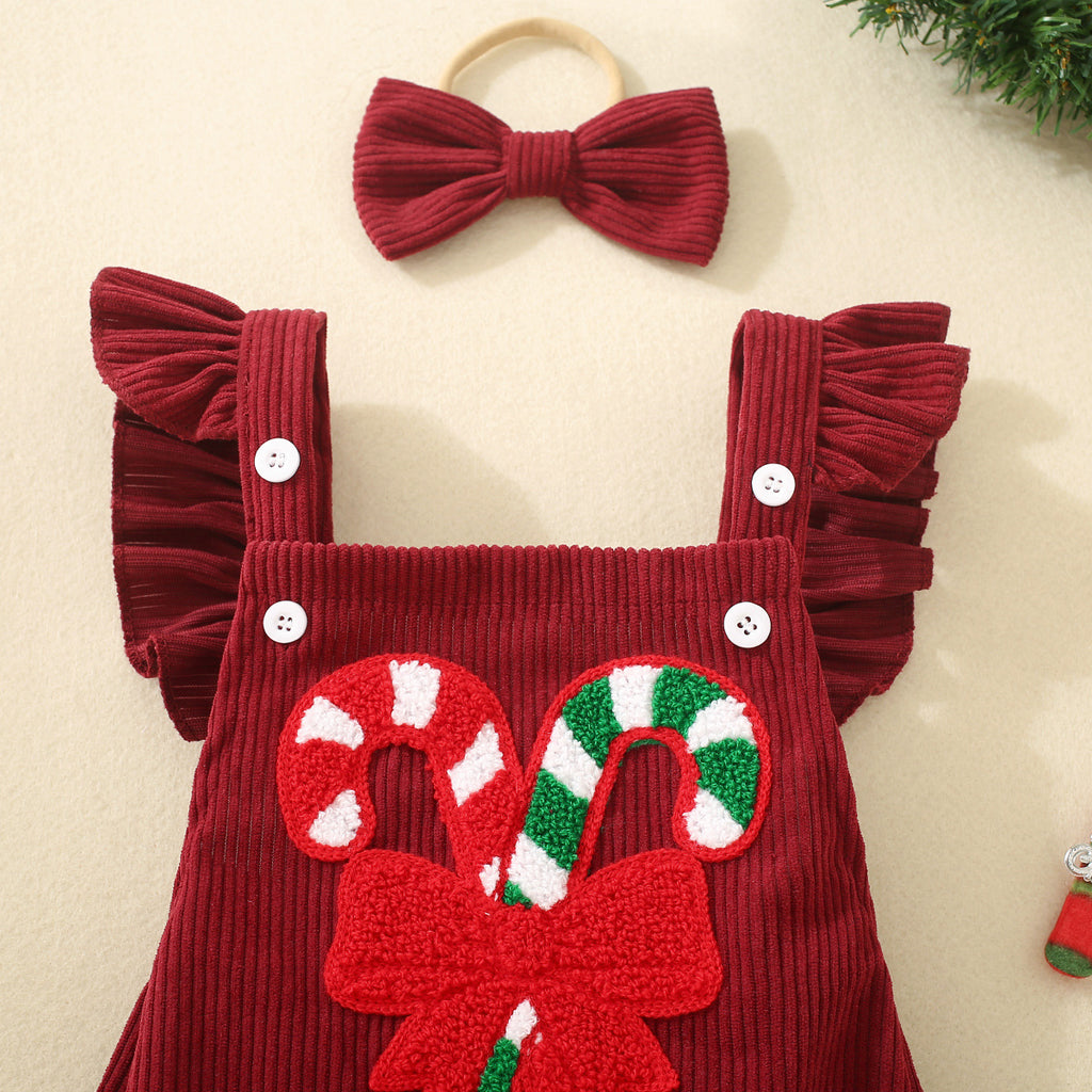 Petit et tout-petit Rouge Noël Brodé Triangle ailé Romper