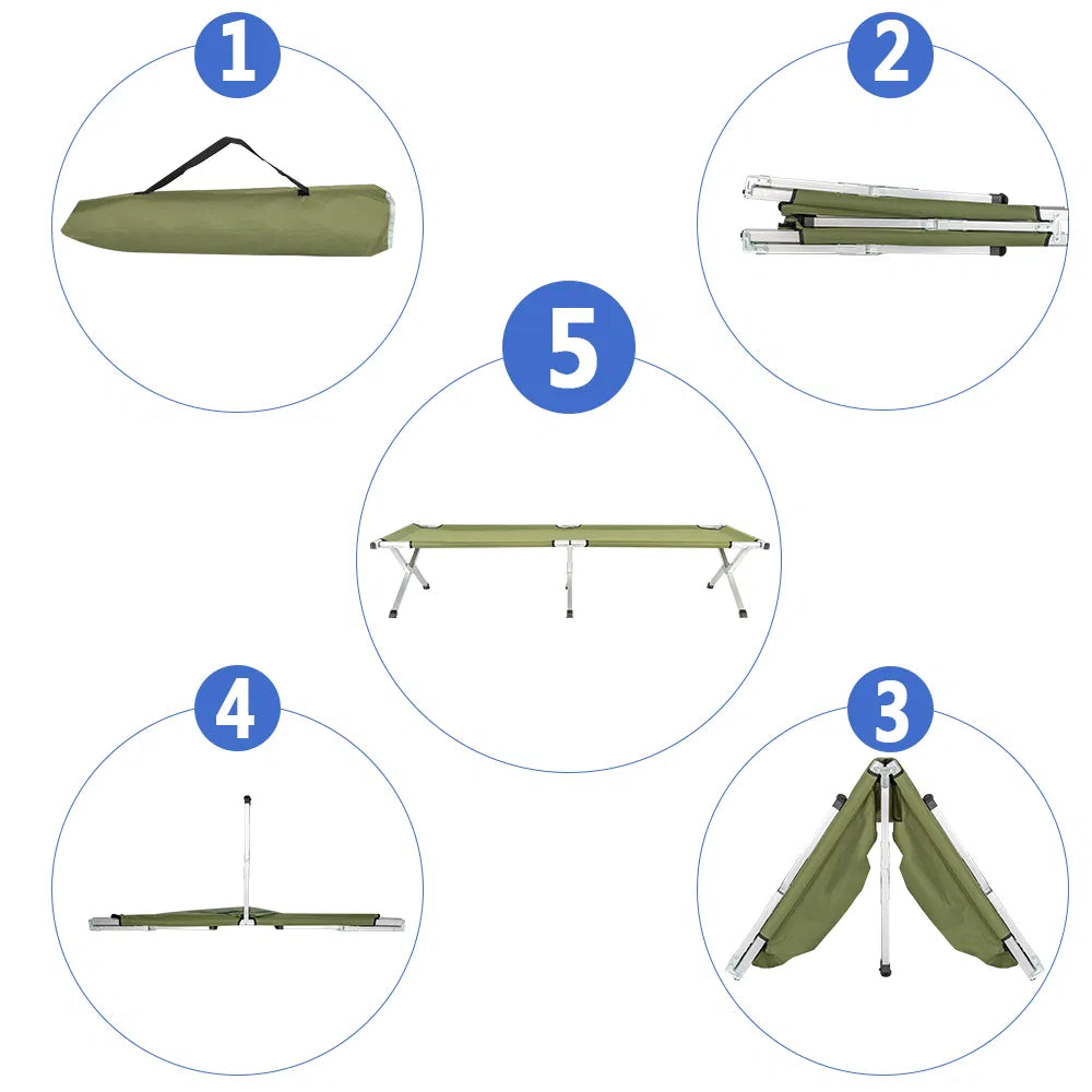 [Ancien code : 27860141]RHB-03A Lit de camping pliable portable avec sac de transport Army Green