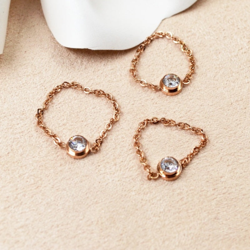 Femmes Chaîne Casual Strass Knuckle Ring