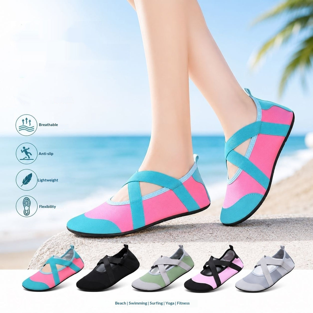 Chaussures de balançoire pour femmes Chaussures de danse de yoga non glissantes - Trek en plein air léger