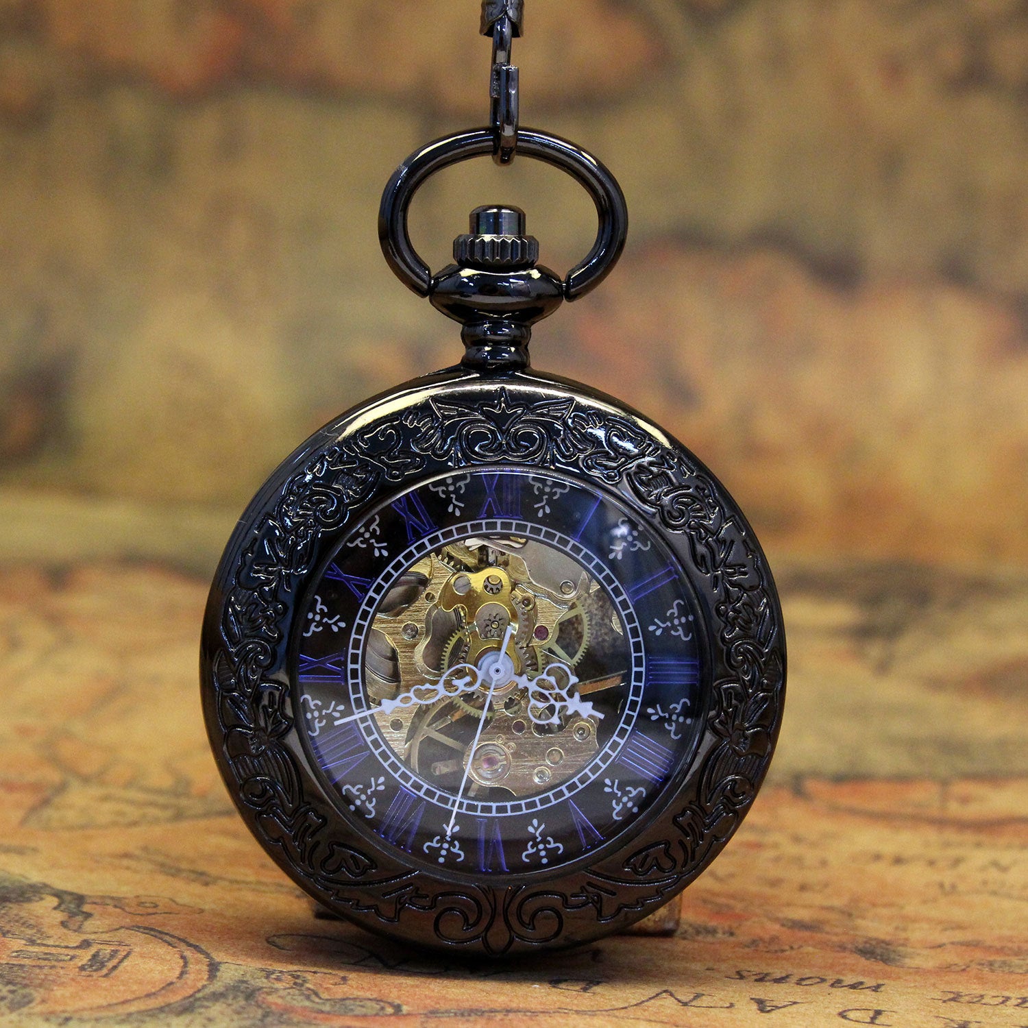 Rétro Nostalgique Créatif Transparent Mouvement mécanique ouvert montre de poche
