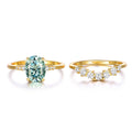 S925 Argent plaqué or 2ct Ovale Moissanite bague de mariage 9x7mm D Couleur VVS1 Courbée