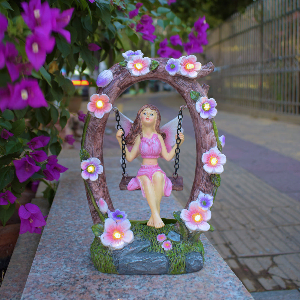 Resin Swing Angel Craft Mini lumière de nuit pour les ornements décoratifs de balcon