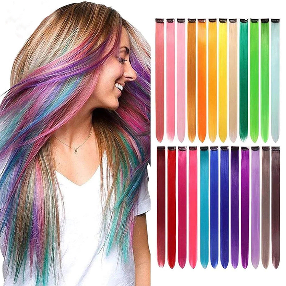 Couleur cheveux suspension oreille perruque teinte ensemble cheveux extension couleurs bandes