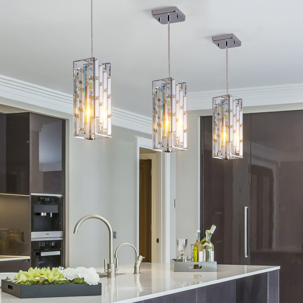 Lampe pendentif en cristal moderne de 4" - 3 paquets