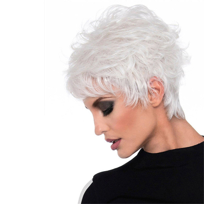 White Chemical Fibre Haute Température Perruque en soie Tête de femme
