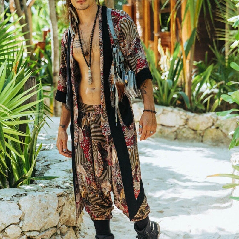 Manche courte Long Cardigan Matching Longueur cheville Pantalons bandés