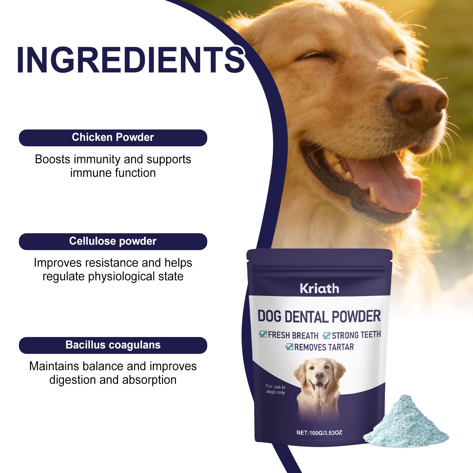 Poudre de dents pour chiens