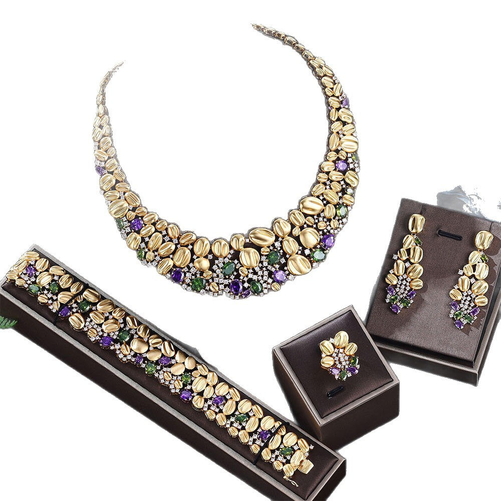 Collier exagéré et boucle d'oreille Ensemble de mariage