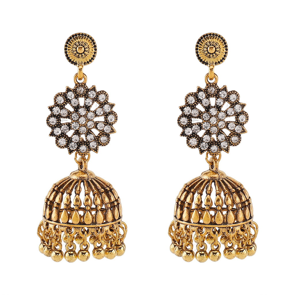 Boucles d'oreilles retro florales en strass