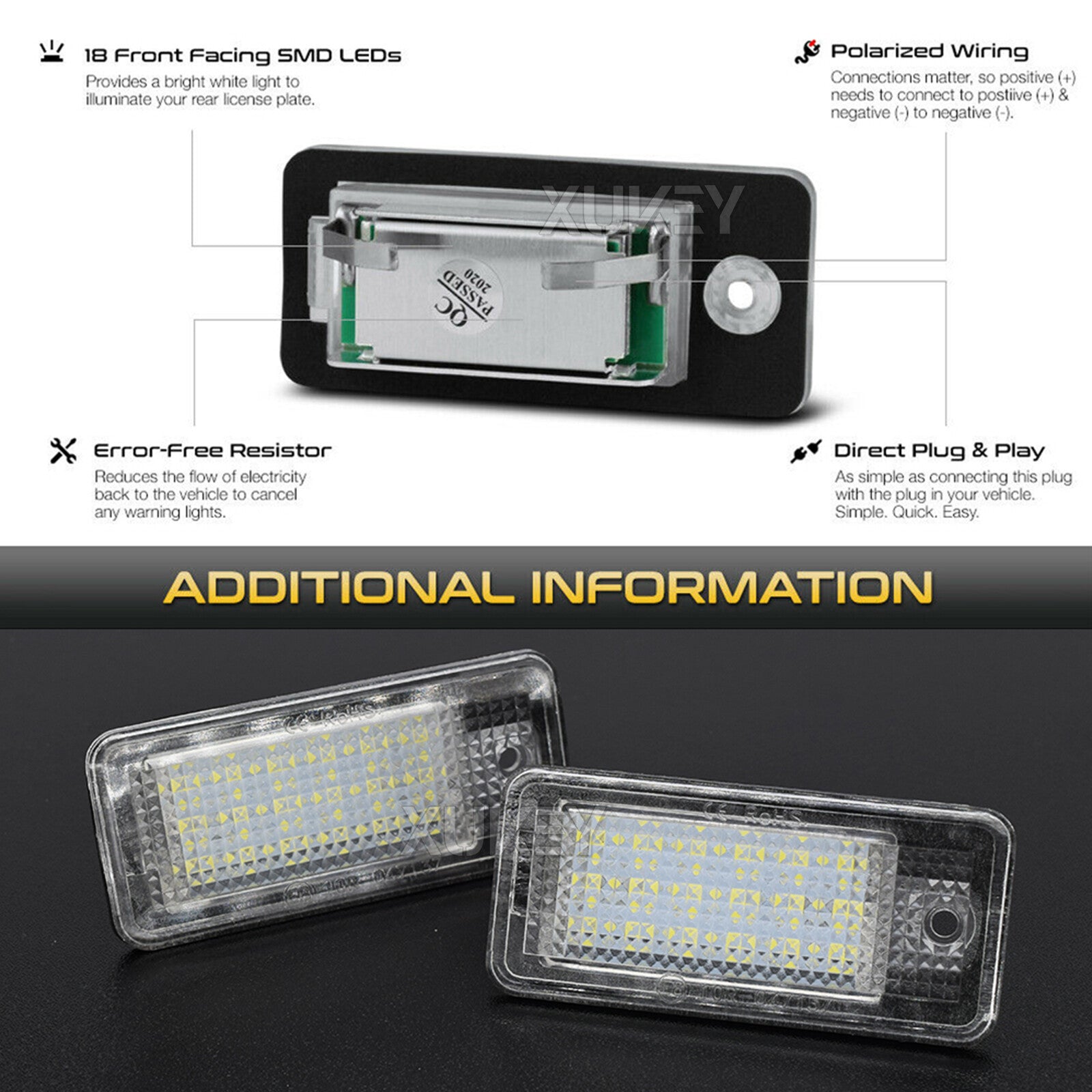 Set de 2 lumières de plaque d'immatriculation LED